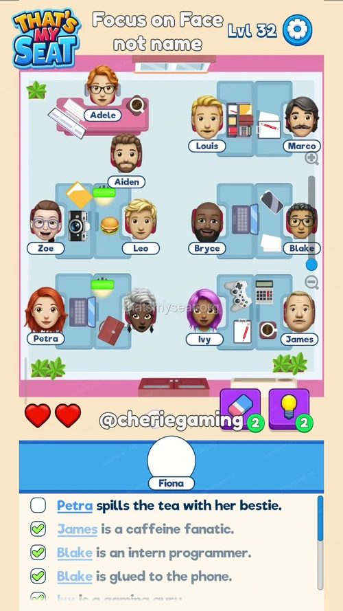 That‘s My Seat  Level 32 final answer and solution