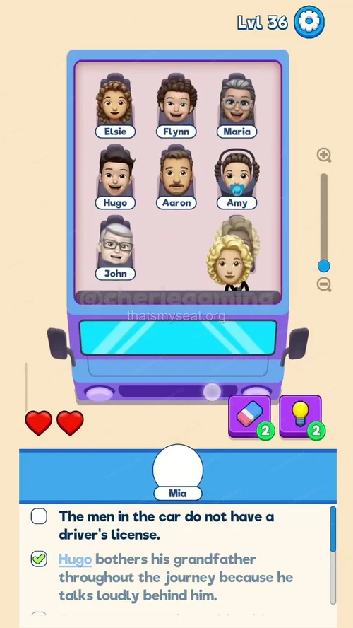 That‘s My Seat  Level 36 final answer and solution