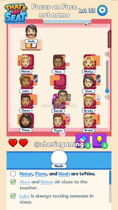 That‘s My Seat  Level 38 final answer and solution