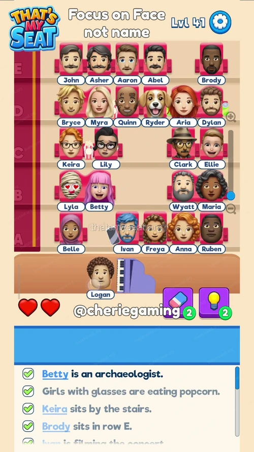 That‘s My Seat  Level 41 final answer and solution