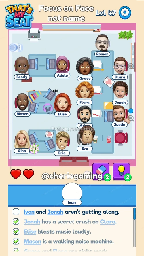 That‘s My Seat  Level 47 final answer and solution