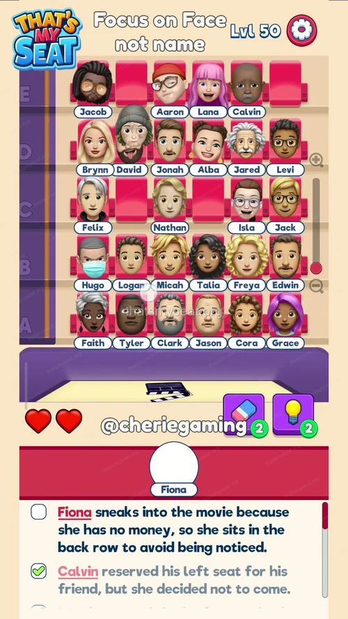 That‘s My Seat  Level 50 final answer and solution